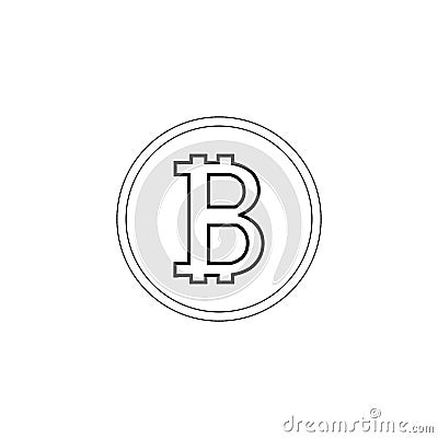 Vector black bitcoins icon on grey background. Vector Illustration