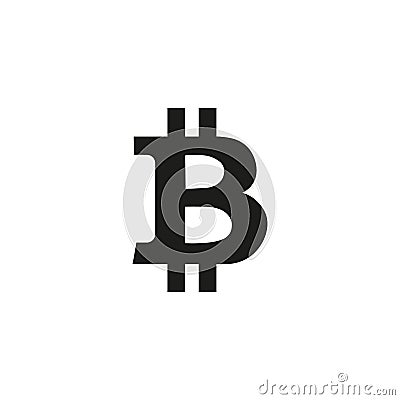 Vector black bitcoins icon on white background. Isolated. Vector Illustration