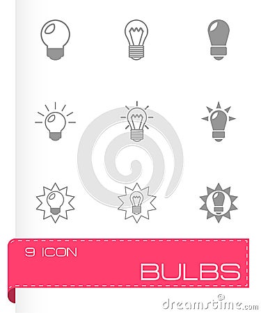 Vector black bulbs icon set Vector Illustration