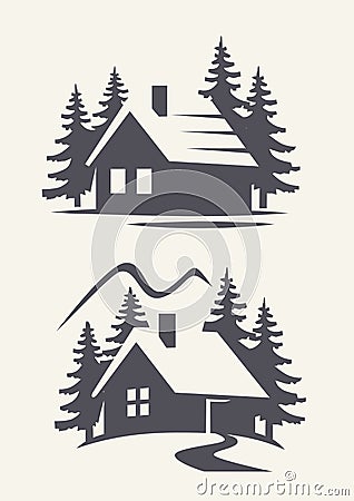 Vector black cabin Vector Illustration