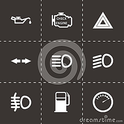 Vector black car dashboard icon set Vector Illustration