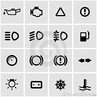 Vector black car dashboard icon set Stock Photo