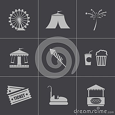 Vector black carnival icons set Stock Photo