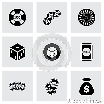 Vector black casino icon set Vector Illustration