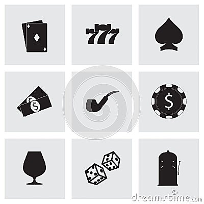 Vector black casino icons set Vector Illustration