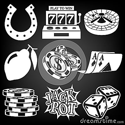 Vector black casino icons set Vector Illustration