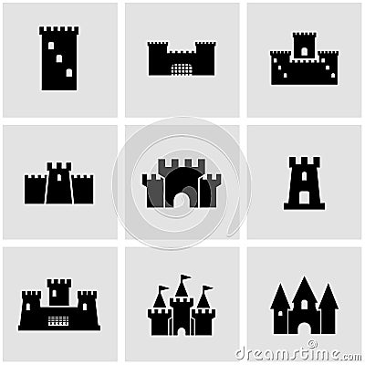 Vector black castle icon set Stock Photo