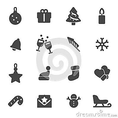 Vector black Christmas icons set Stock Photo