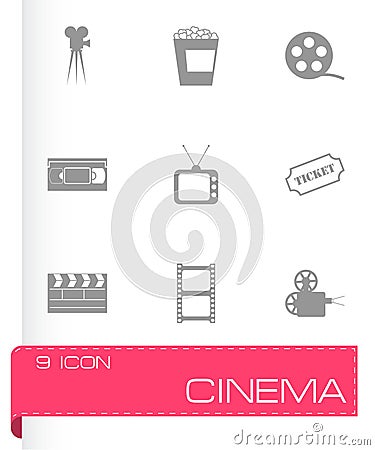 Vector black cinema icons set Vector Illustration