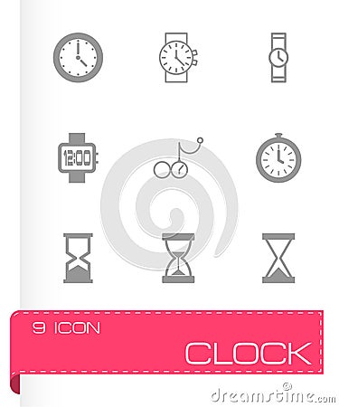 Vector black clock icon set Vector Illustration