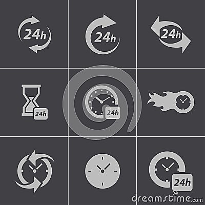 Vector black clock icons set Vector Illustration