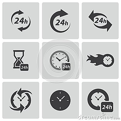 Vector black clock icons set Vector Illustration