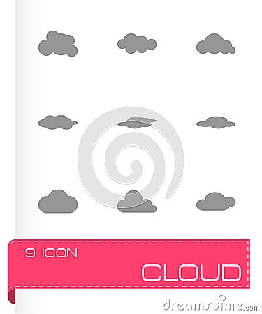 Vector black cloud icon set Vector Illustration