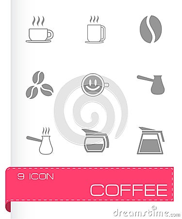 Vector black coffee icons set Vector Illustration