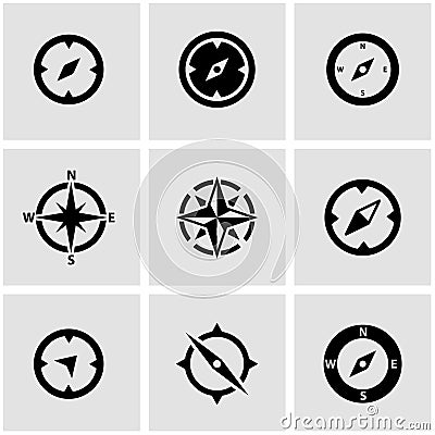 Vector black compass icon set Stock Photo