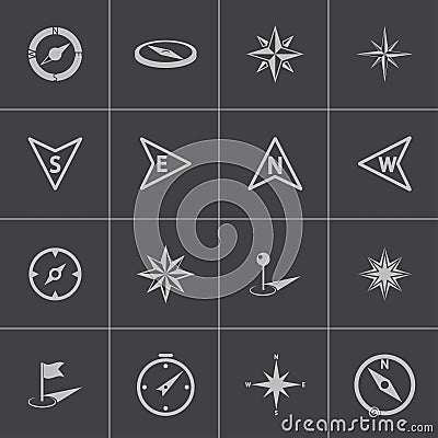 Vector black compass icons set Vector Illustration