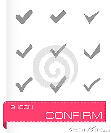 Vector black confirm icon set Vector Illustration