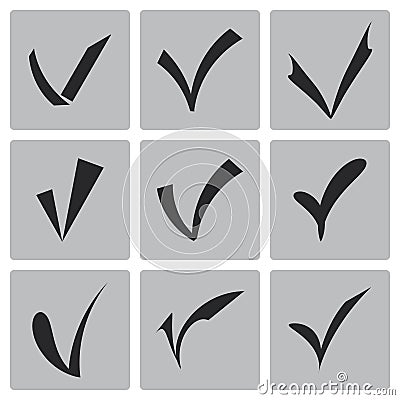 Vector black confirm icons set Vector Illustration