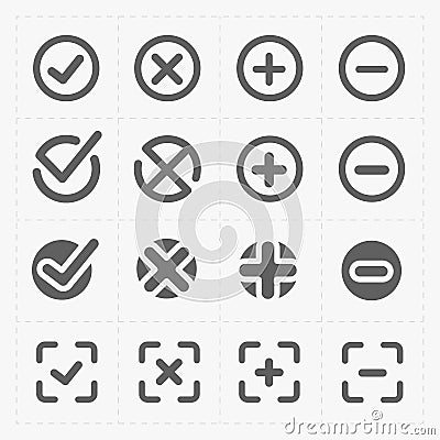 Vector black confirm icons set Vector Illustration