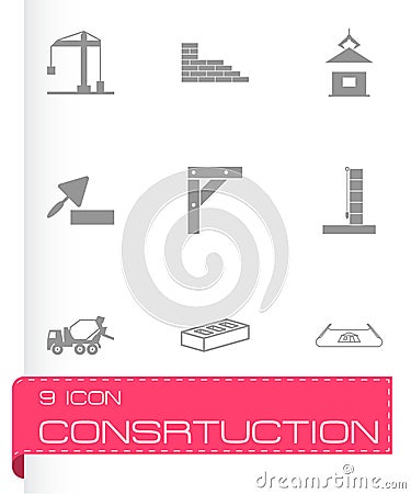 Vector black construction icons set Vector Illustration