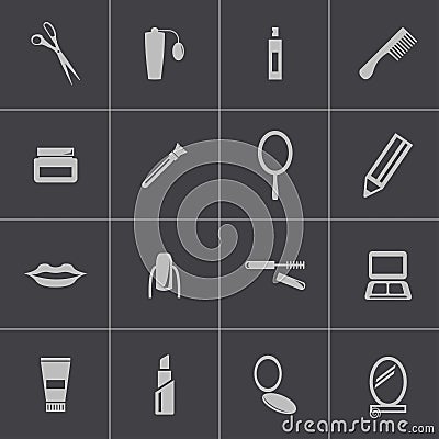 Vector black cosmetics icons set Vector Illustration