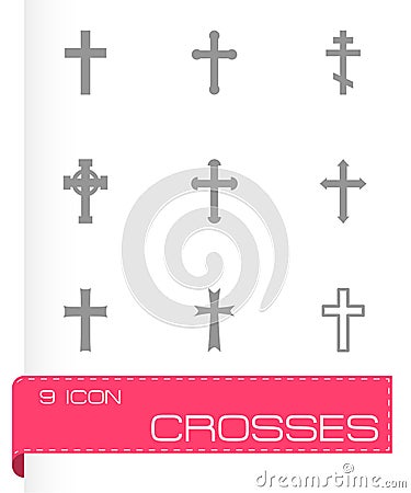 Vector black crosses icon set Vector Illustration