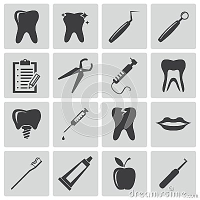 Vector black dental icons Stock Photo