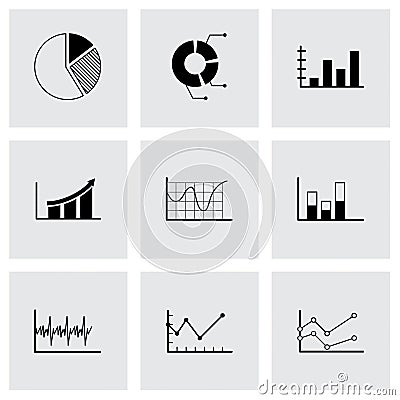 Vector black diagrams icons set Vector Illustration