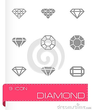Vector black diamond icon set Vector Illustration