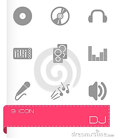 Vector black dj icon set Vector Illustration