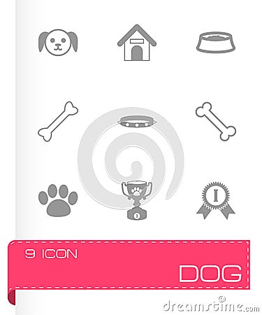 Vector black dog icon set Vector Illustration