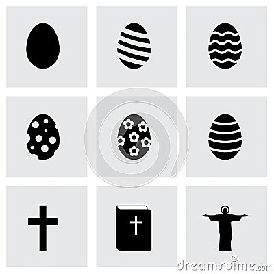 Vector black easter icon set Vector Illustration