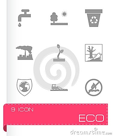 Vector black eco icons set Vector Illustration