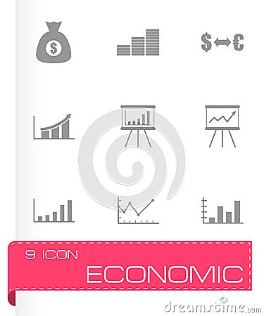 Vector black economic icon set Vector Illustration