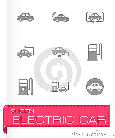 Vector black electric icon set Vector Illustration