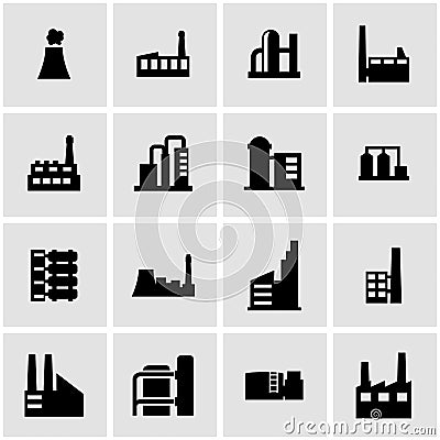 Vector black factory icon set Stock Photo