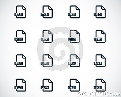 Vector black file format icons Stock Photo