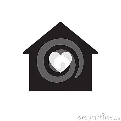 Vector black house silhouette with heart Vector Illustration