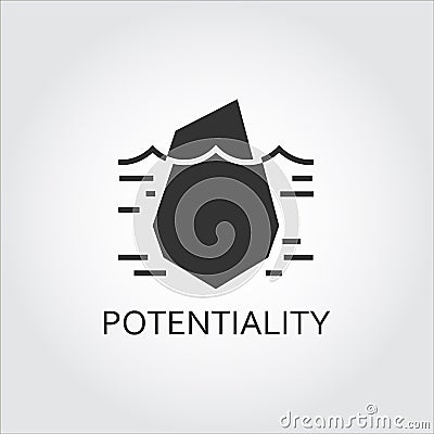 Vector black flat icon hidden potential and opportunity as iceberg Vector Illustration