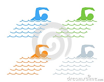 Vector black flat swimming logo and icon. Stock Photo