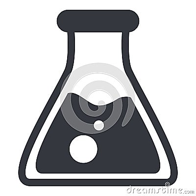 Vector Black Silhouette Icon - Flatt Bottom Flask .Chemical Lab Glassware Vector Illustration