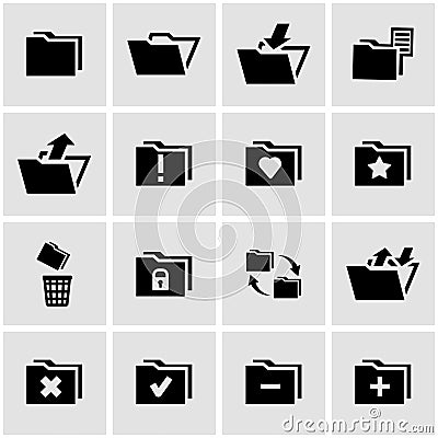 Vector black folder icon set Stock Photo