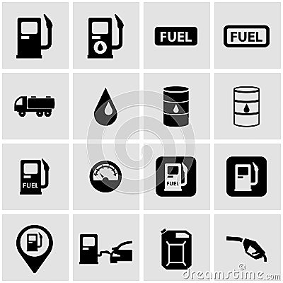 Vector black gas station icon set Stock Photo