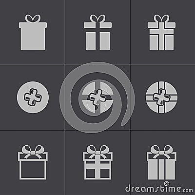 Vector black gift icons set Vector Illustration