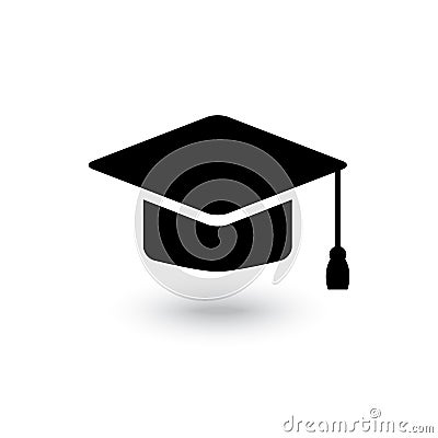 Vector black graduate cap icon Vector Illustration