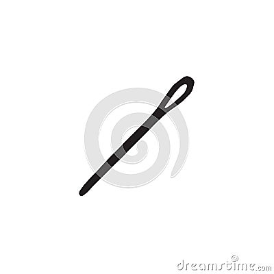 Vector black hand drawn sew embroidery needle Stock Photo