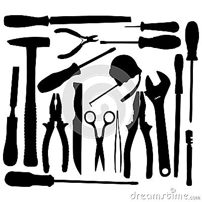 Vector Black Hand Tool Pictograms Vector Illustration