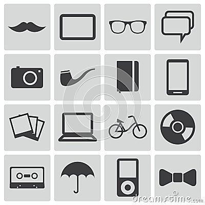 Vector black hipster icons Stock Photo