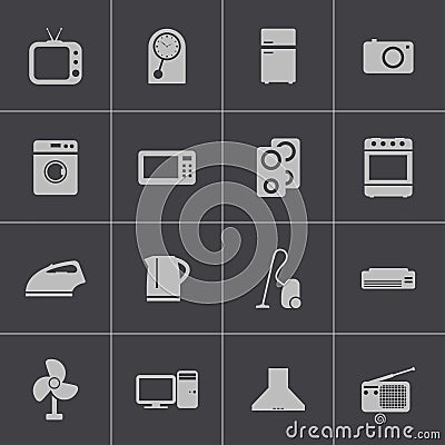 Vector black home icons set Vector Illustration