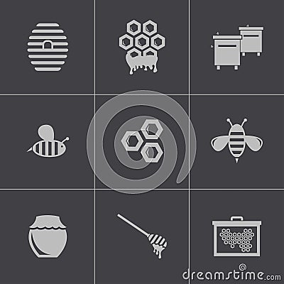 Vector black honey icons set Vector Illustration